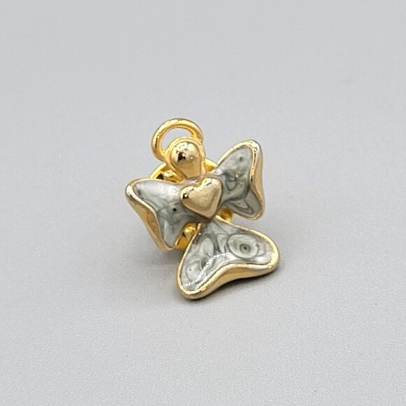 Mini CAMCO Hat Lapel Pin Angel With Heart Halo Gold Tone Enameled Vintage - Picture 3 of 6